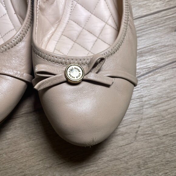 Women's Size 8 Cole Haan Nude Leather Tali Grand Bow Wedged Pump - Picture 5 of 9